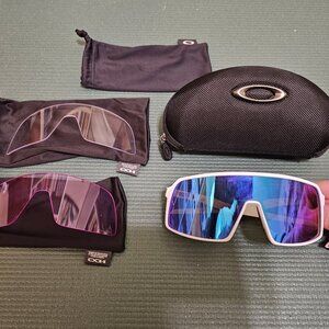 Oakley Sutro Sunglasses White Frame Blue Sapphire Prism Lens with Extra Lenses